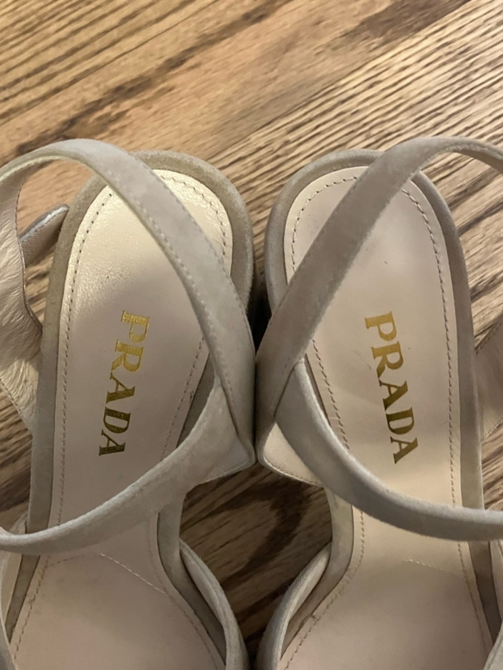 PRADA Nude Suede Two-Band Platform Sandal - Picture 5 of 7